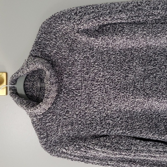 J. Jill Women Turtleneck Sweater Medium Gray White Knit Rolled Hem Soft Comfy - Picture 2 of 12